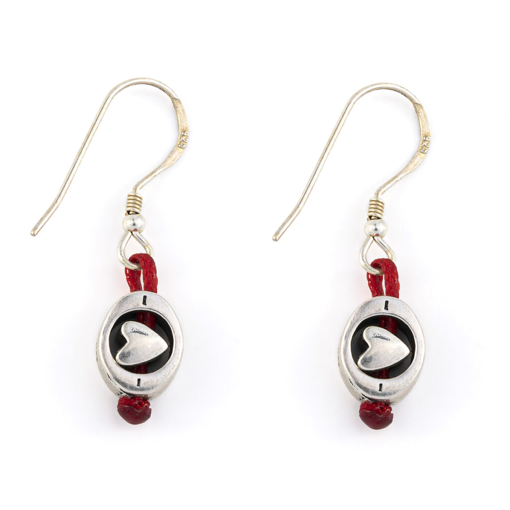 Round Heart Earrings 935° Sterling Silver