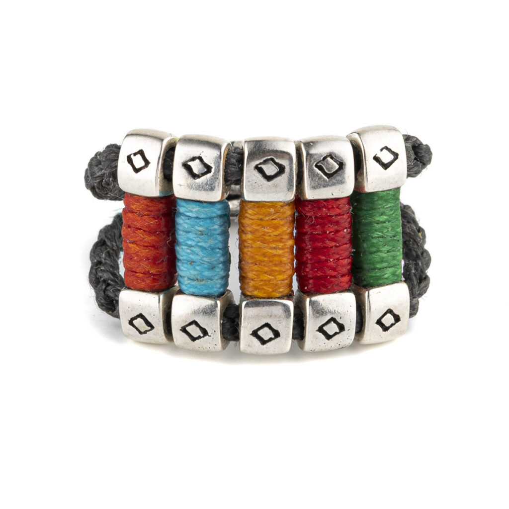Colorblock Dumbells Ring 935° Sterling Silver