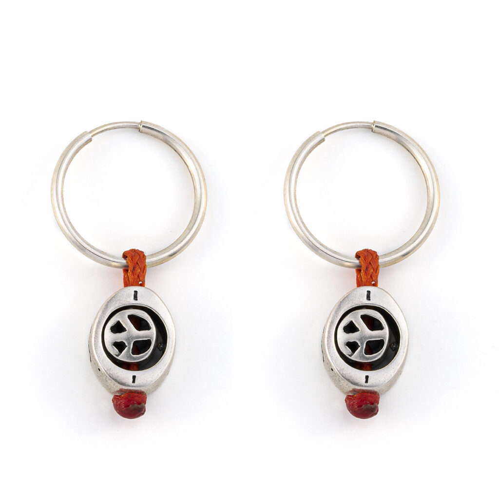 Round Peace Earrings 935° Sterling Silver