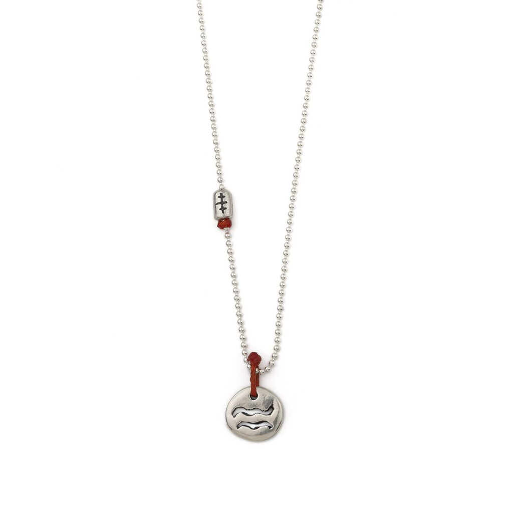 Aquarius Zodiac Necklace 935° Sterling Silver