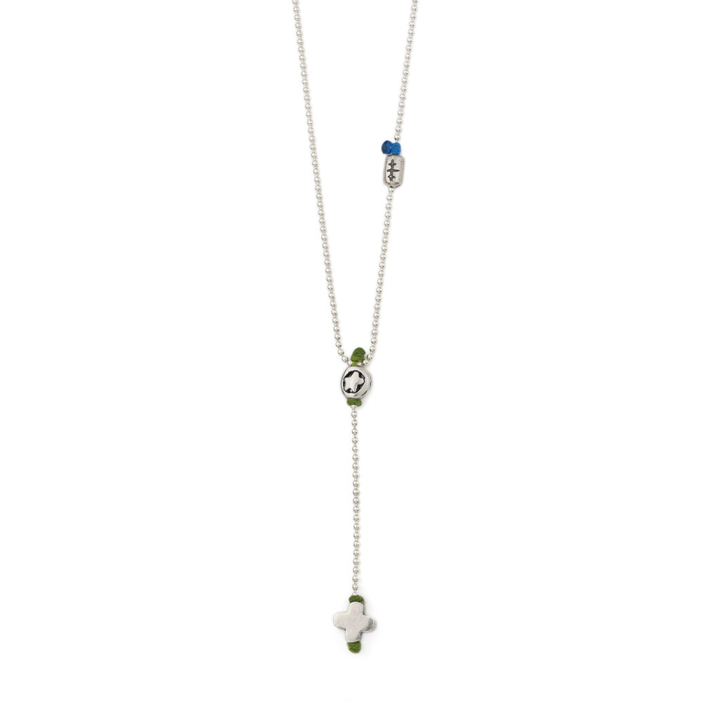 Cubed Faith Rosary Necklace 935° Sterling Silver